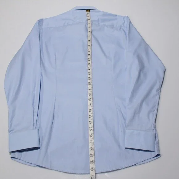 Eton NWD Dress Shirt Size 39 15.5 Contemporary Roughly Solid Blue 100% Cotton - Picture 6 of 12